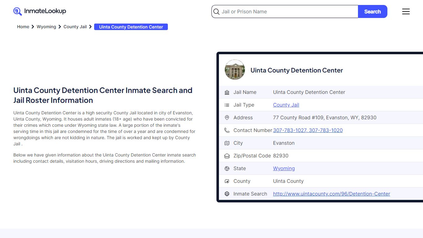 Uinta County Detention Center Inmate Search, Jail Roster, Bookings ...