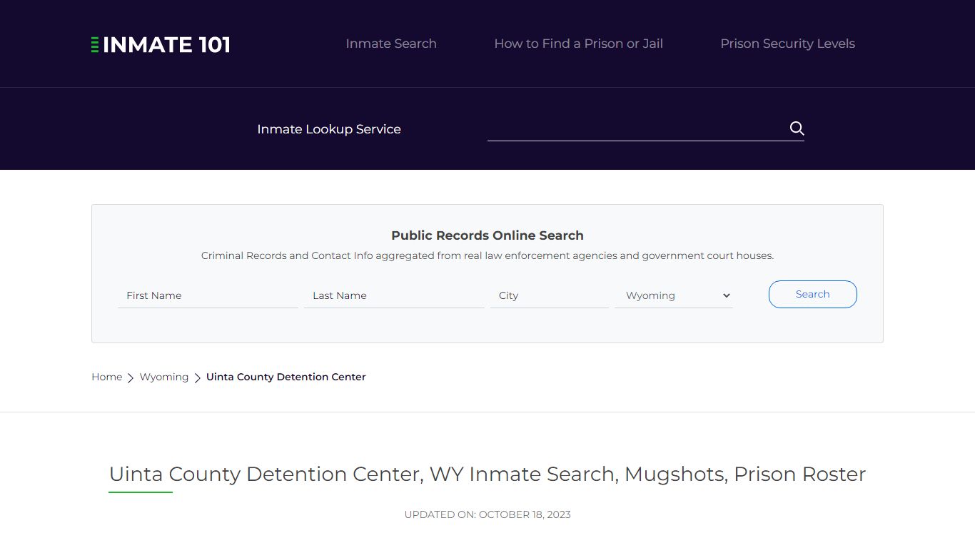 Uinta County Detention Center, WY Inmate Search, Mugshots, Prison Roster